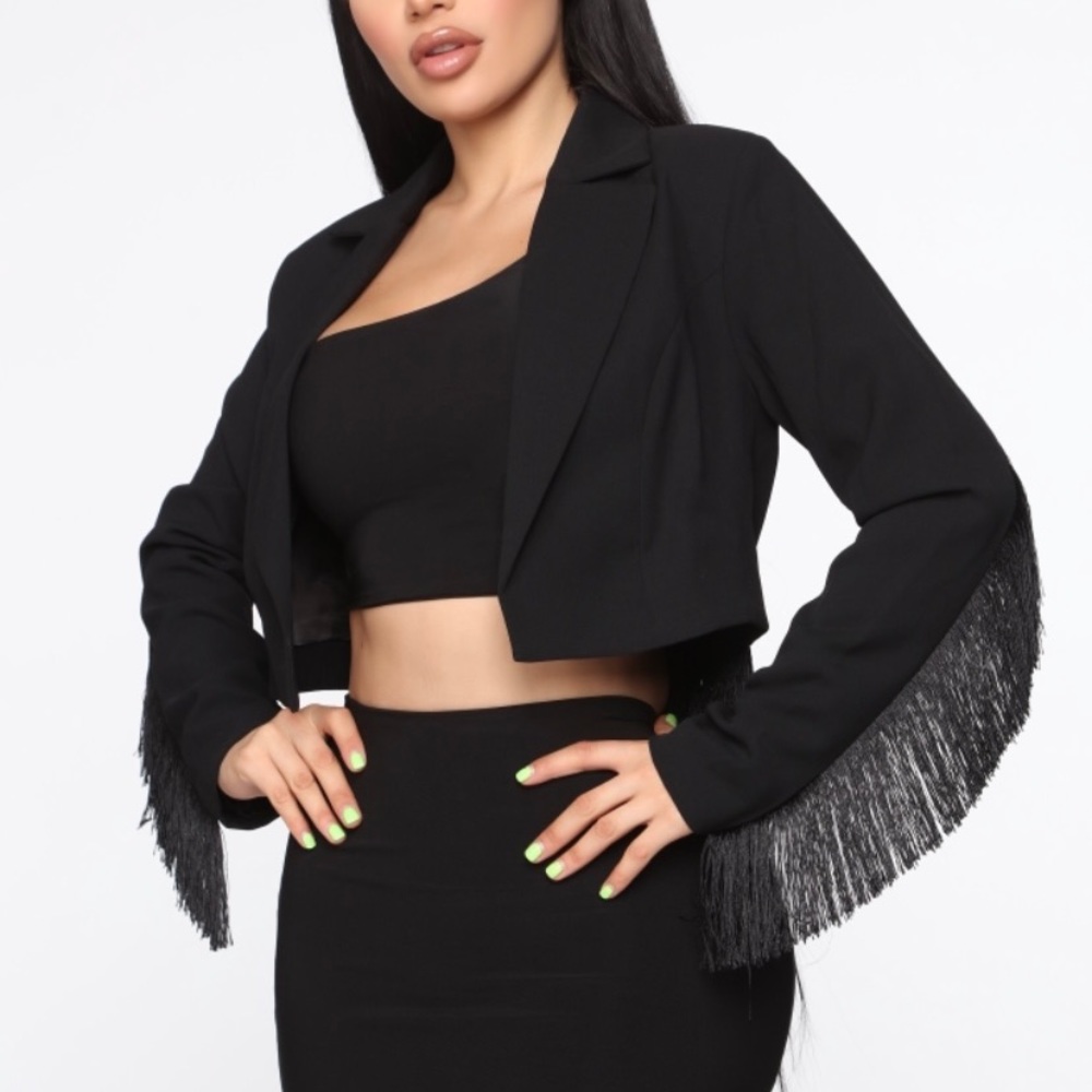 Fringe Black Cropped Blazer/ Jacket
